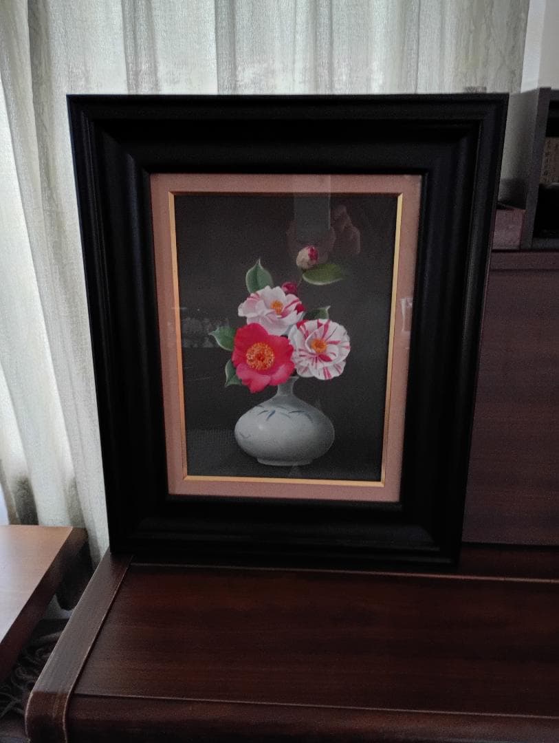 伊万里と絞椿　４号F　洋画家　小林政嗣