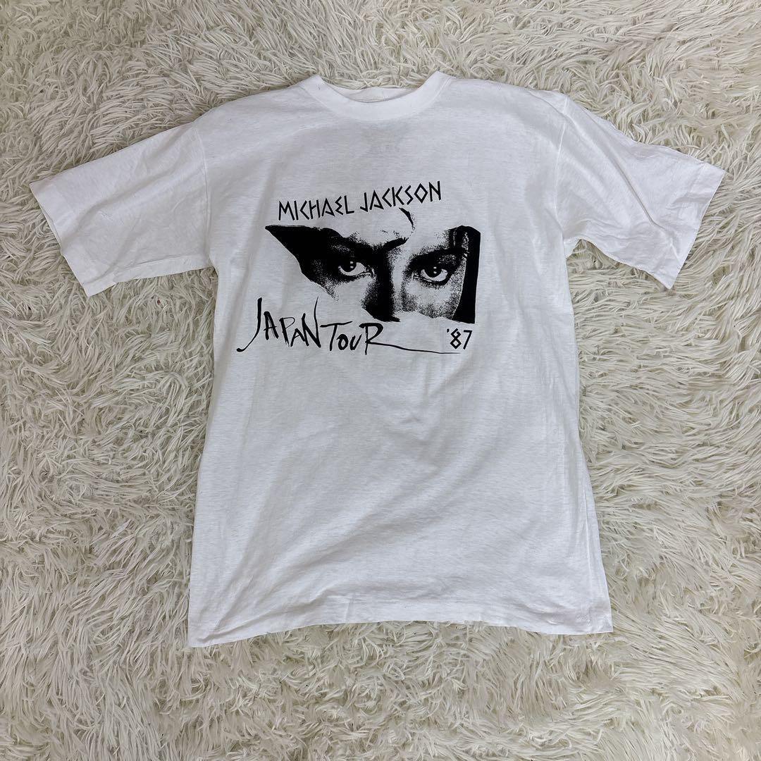 マイケルジャクソン BAD ジャパンツアー Tシャツ 白 L 87年 美品