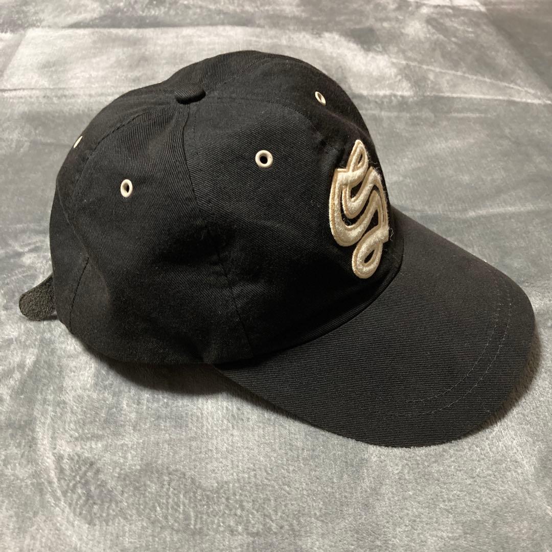 90s STUSSY 刺繍 キャップ 紺タグ ブラック オールドステューシー