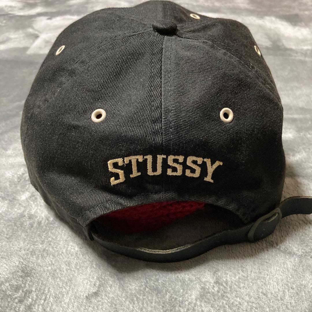 90s STUSSY 刺繍 キャップ 紺タグ ブラック オールドステューシー