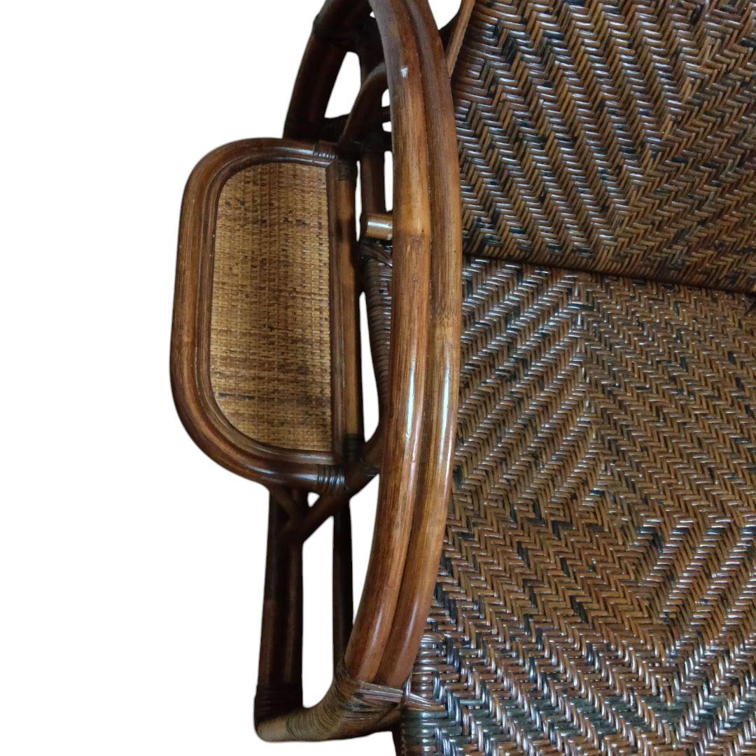 こ*こ様 ラタン　リクライニングチェア ブラウン　希少　ラタンフレーム