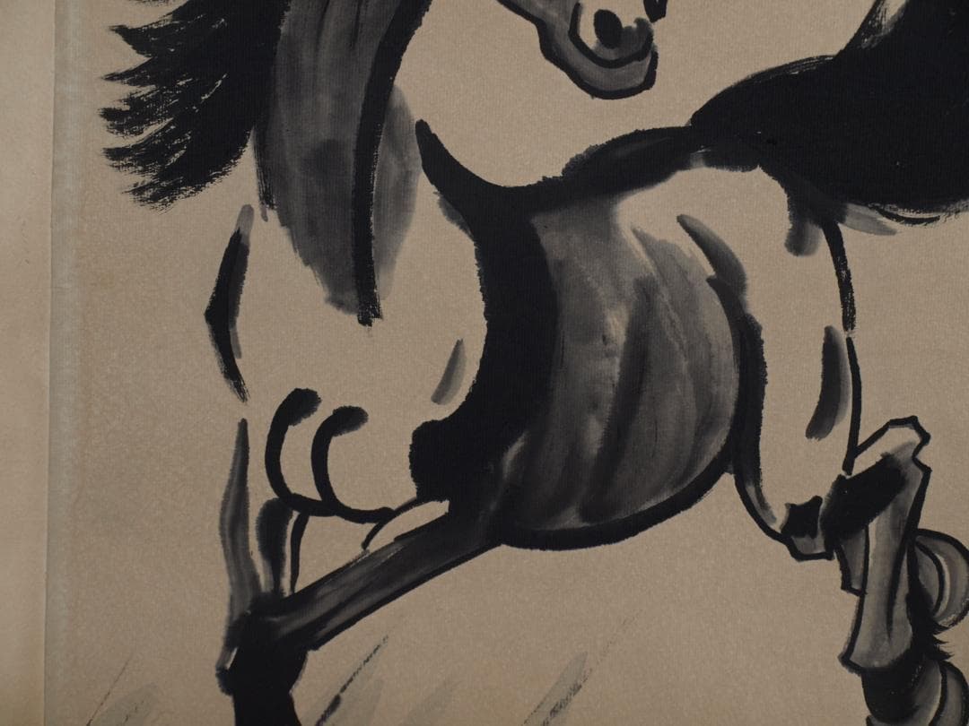 蔵出品 现代の肉筆絵　徐悲鸿作　　人物絵　激安骨董品 DE633C8-3