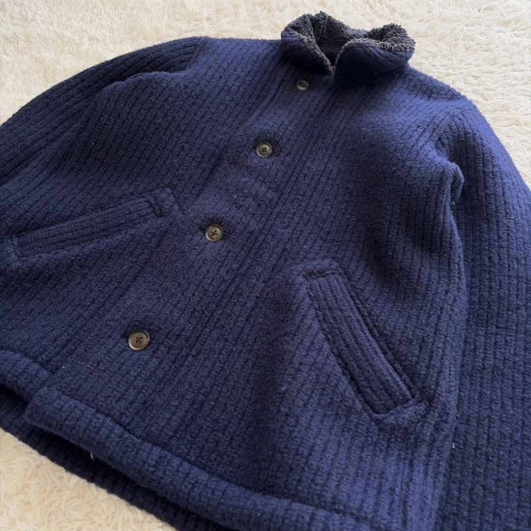 BLUE BLUE 襟ボア 縮絨ウール 圧縮ニット ニットジャケット 聖林公司