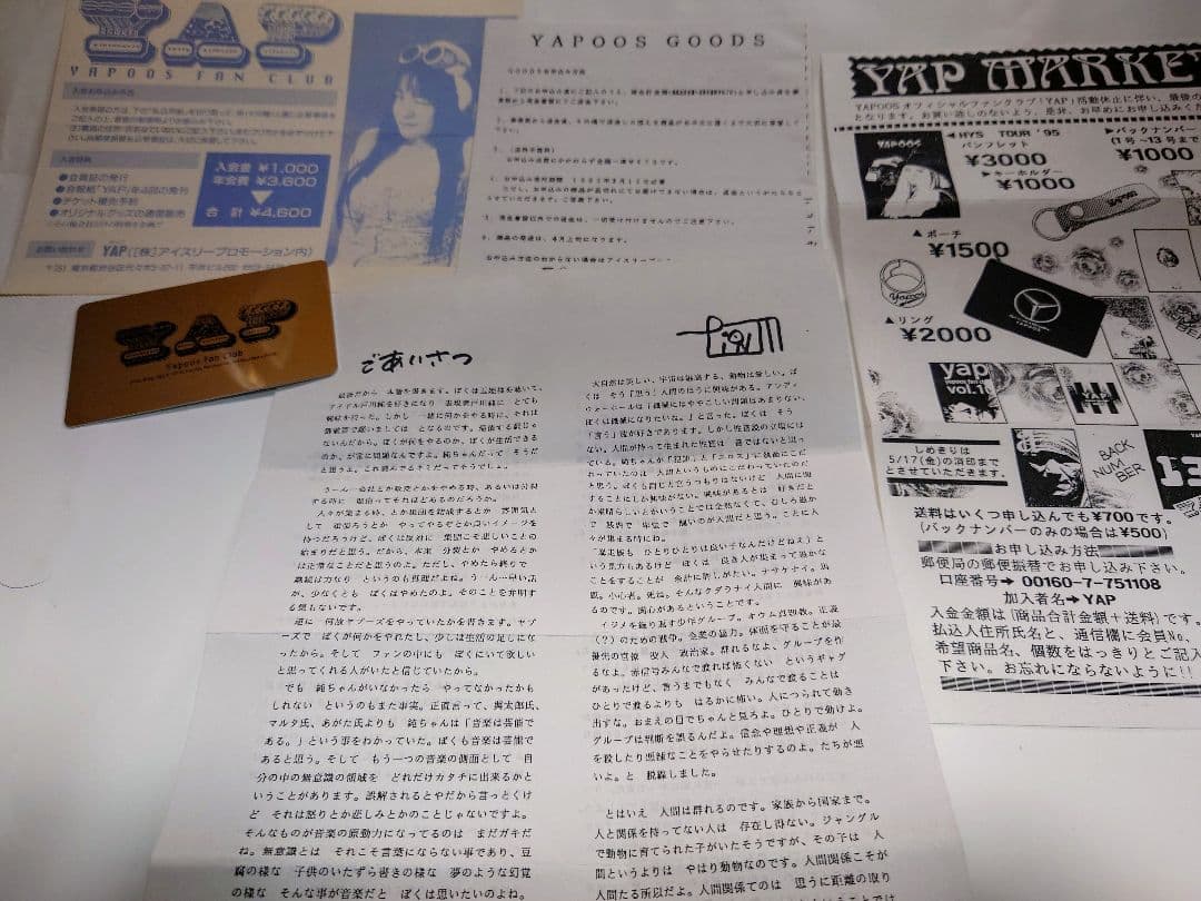 戸川純＆Yapoos 音楽ファッション関連パンフ：Fanzine：カタログ+α