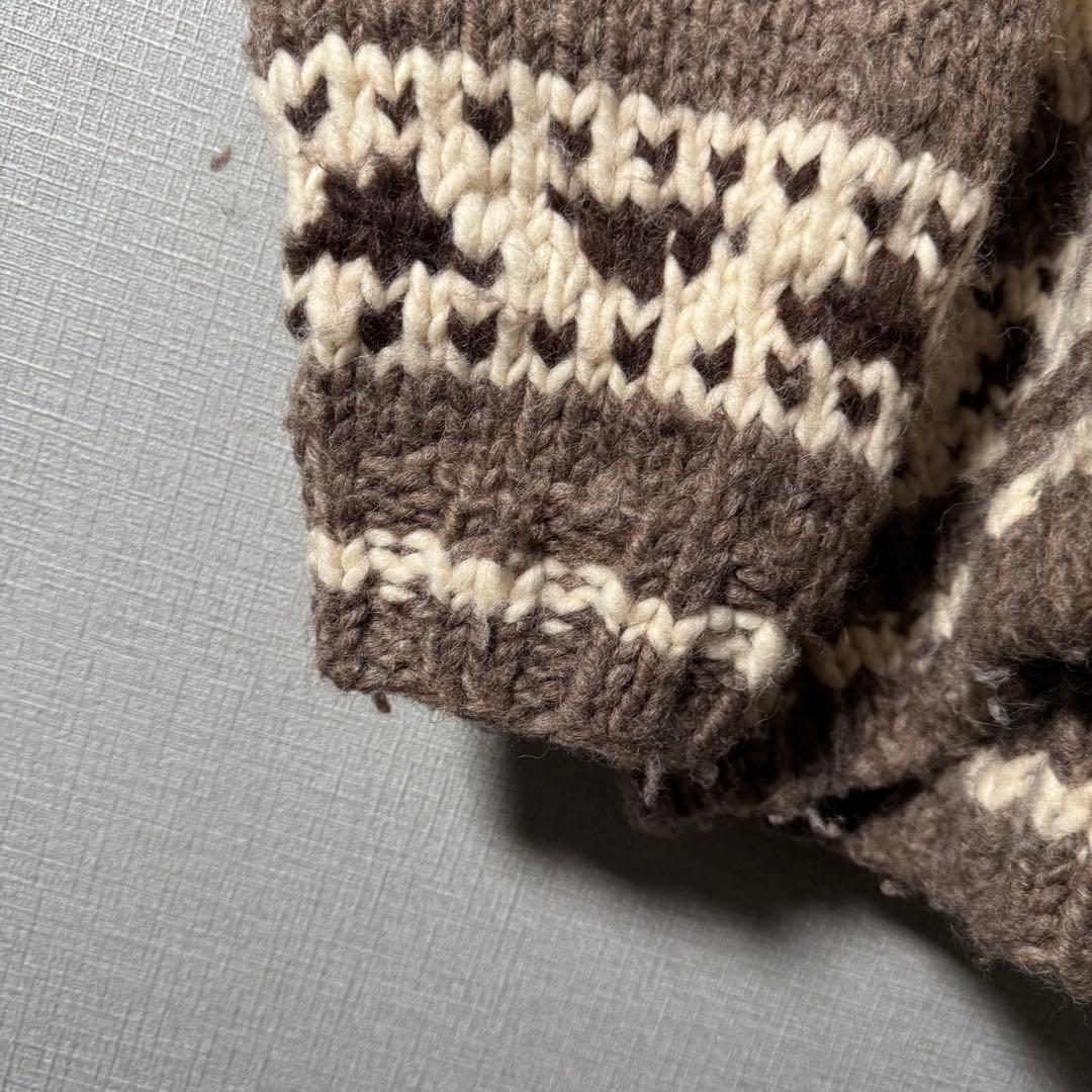 カナダ製★カウチンニット 超肉厚 ノルディック トナカイ ジップアップ XL以上