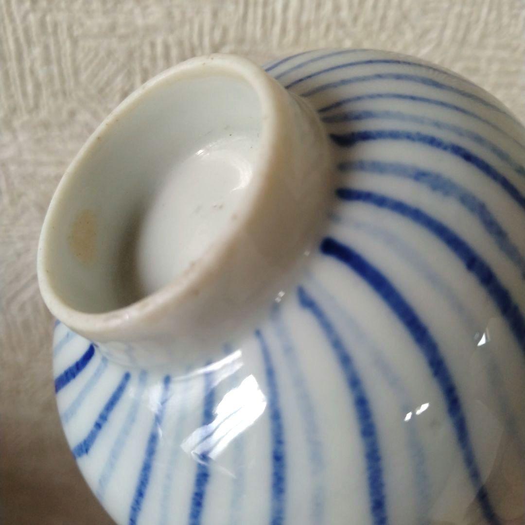 古伊万里染付瀬戸輪花流線ころ茶碗