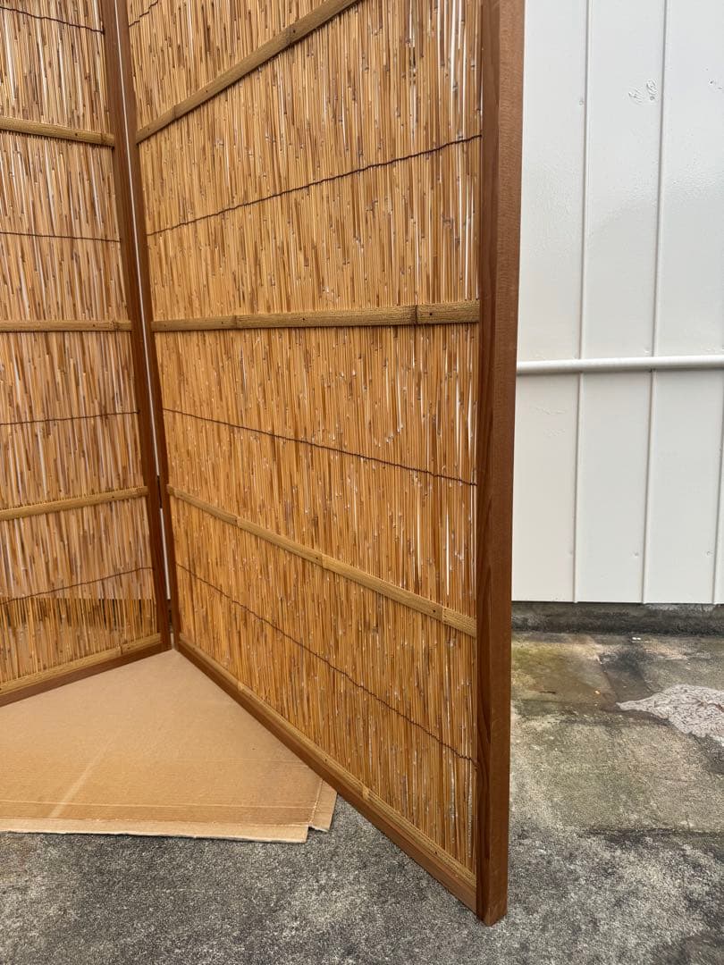 花寄屏風　2枚折　保管箱あり　(高さ約164㎝ 2連幅176㎝)