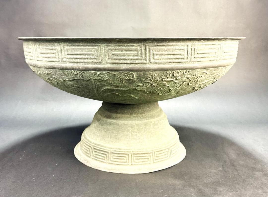 中国 青銅器 古代 鳳凰文特大鉢 約10kg 唐物 骨董 入手困難WWST092