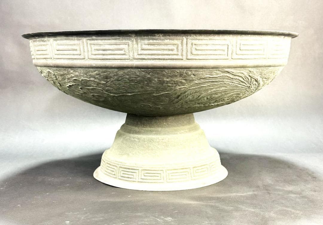中国 青銅器 古代 鳳凰文特大鉢 約10kg 唐物 骨董 入手困難WWST092