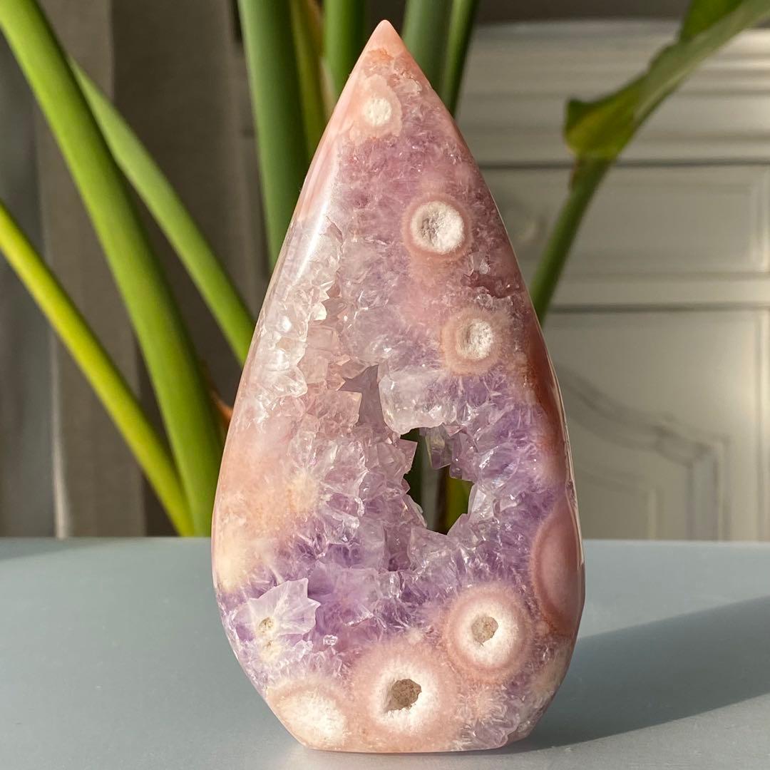 【 高品質 ピンクアメジスト フラワーアゲート 原石 フレイム 約251g 】