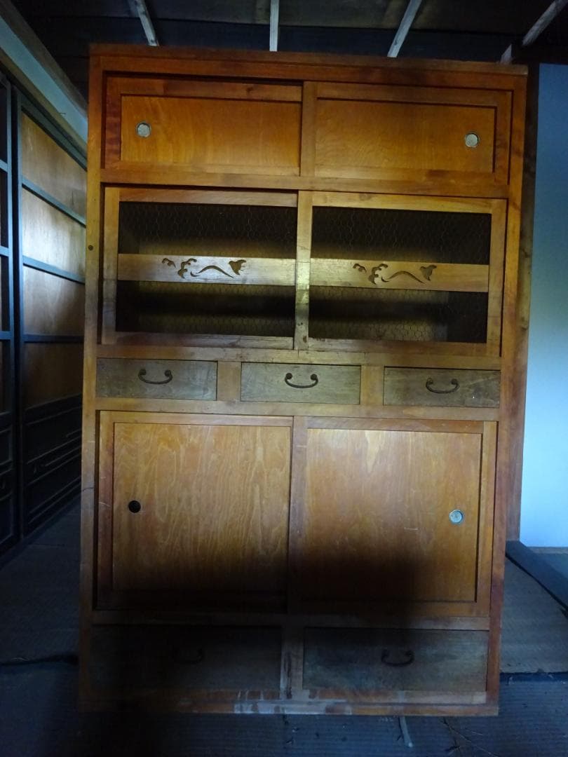 ★最終値 水屋　食器棚　アンティーク　レトロ　古民家蔵出　箪笥　古い家具 訳あり