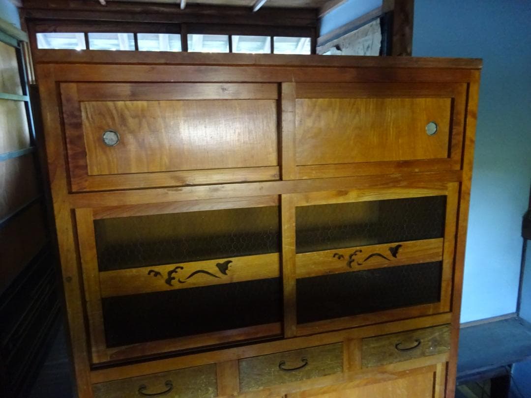 ★最終値 水屋　食器棚　アンティーク　レトロ　古民家蔵出　箪笥　古い家具 訳あり