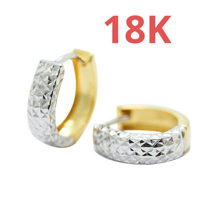 ピアス ユニセックス フープ K18 ホワイト 中折れ 両耳 馬蹄型 レディース