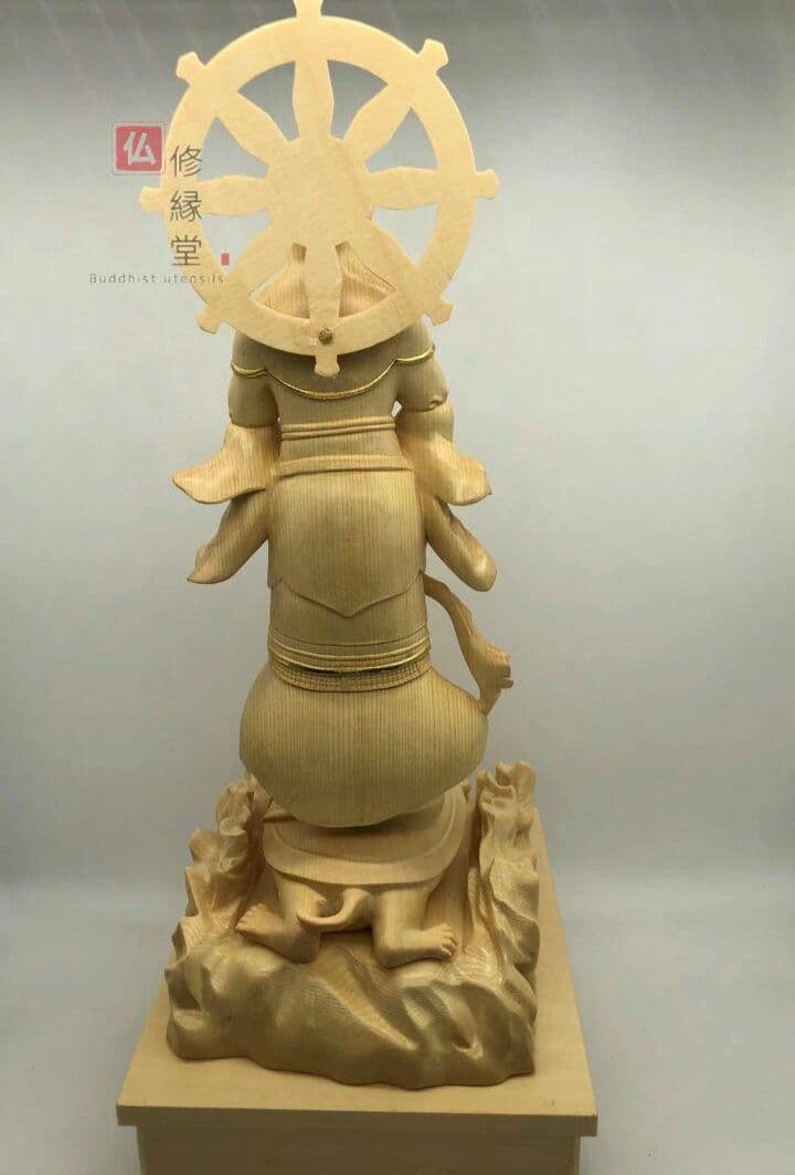 【修縁堂】最高級 木彫り 仏像 北辰妙見菩薩立像 彫刻 本金 切金 天然木檜材