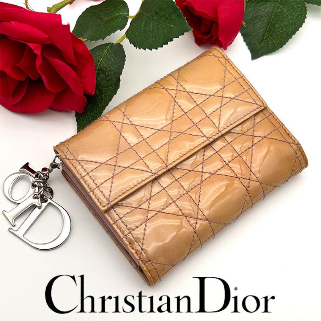 Christian Dior ディオール 二つ折り財布 エナメル レザー 良品
