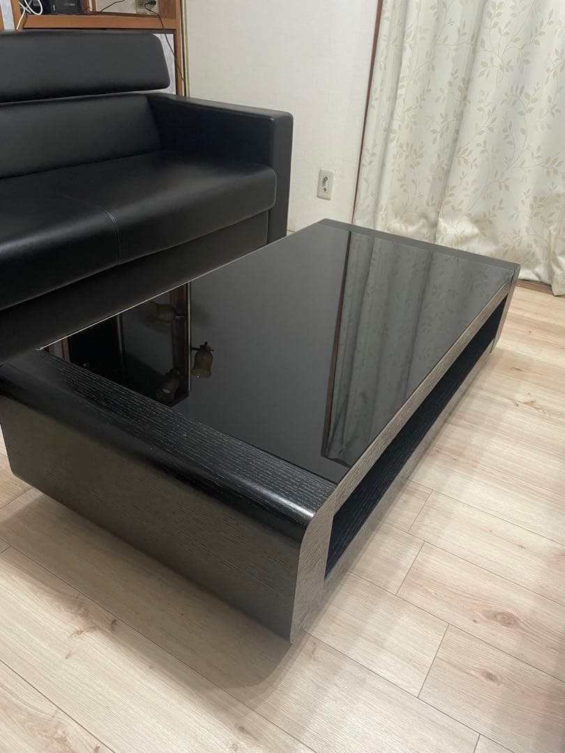 【358style様】ガラステーブル_ローテーブル黒　1点