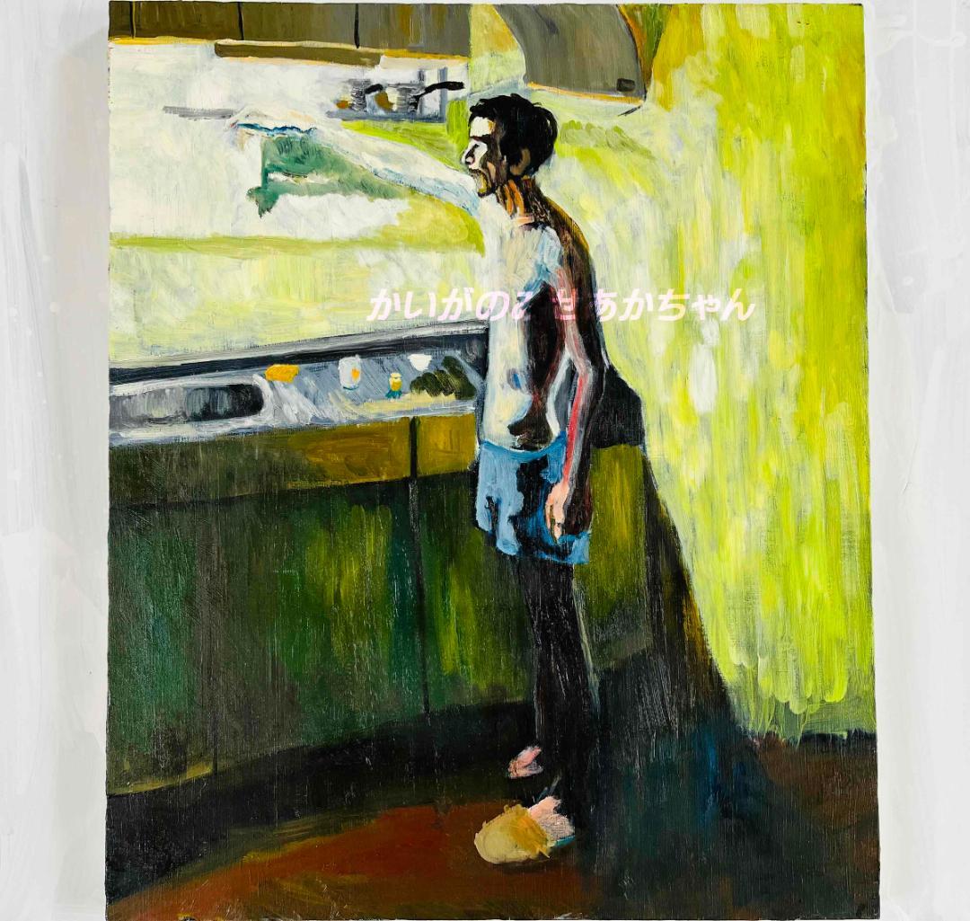 61×73㎝「台所に立つ男」油彩・原画・F20