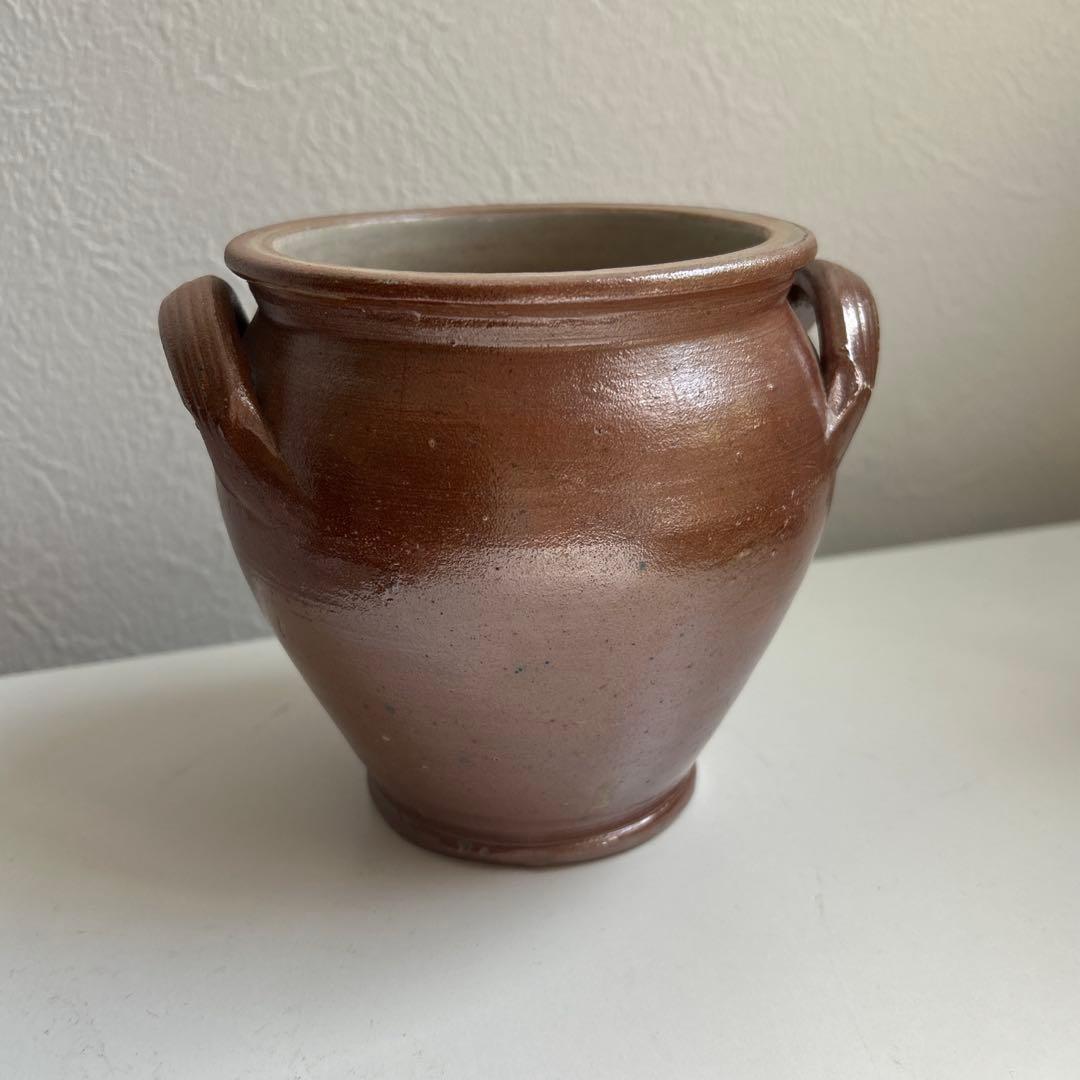 南仏　フランスアンティーク　持ち手付きポット　コンフィチュールポット　保存容器