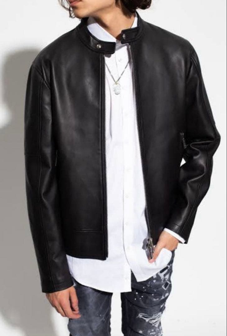 DSQUARED2 ラムレザー シングルライダースジャケット 42