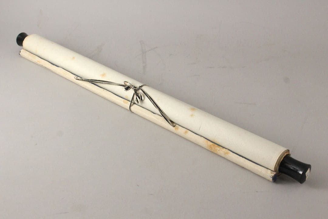 No5335 掛軸　在銘　暁清　張継詩　楓橋夜泊　六行書　紙本　唐物　送料無料