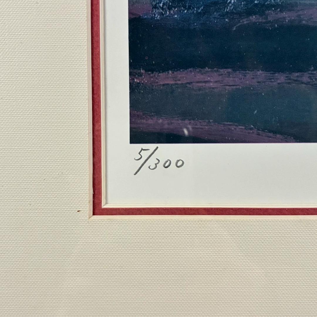 田崎廣助「阿蘇山」リトグラフ 印章有 発行証明書有 額縁入り 田崎広助 熊本