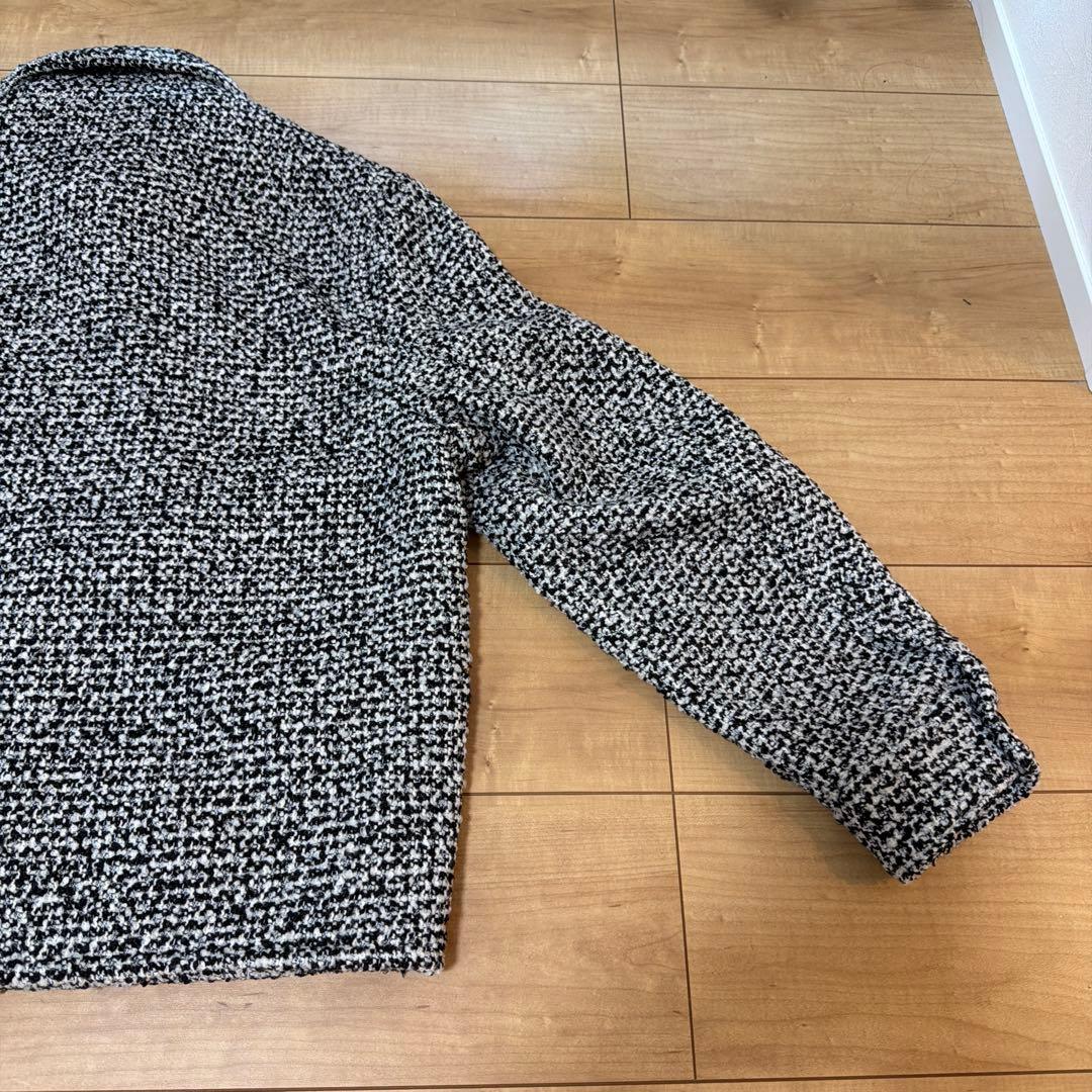 ZARA ザラ テクスチャードポケットシャツジャケット 白黒 ジャケット S