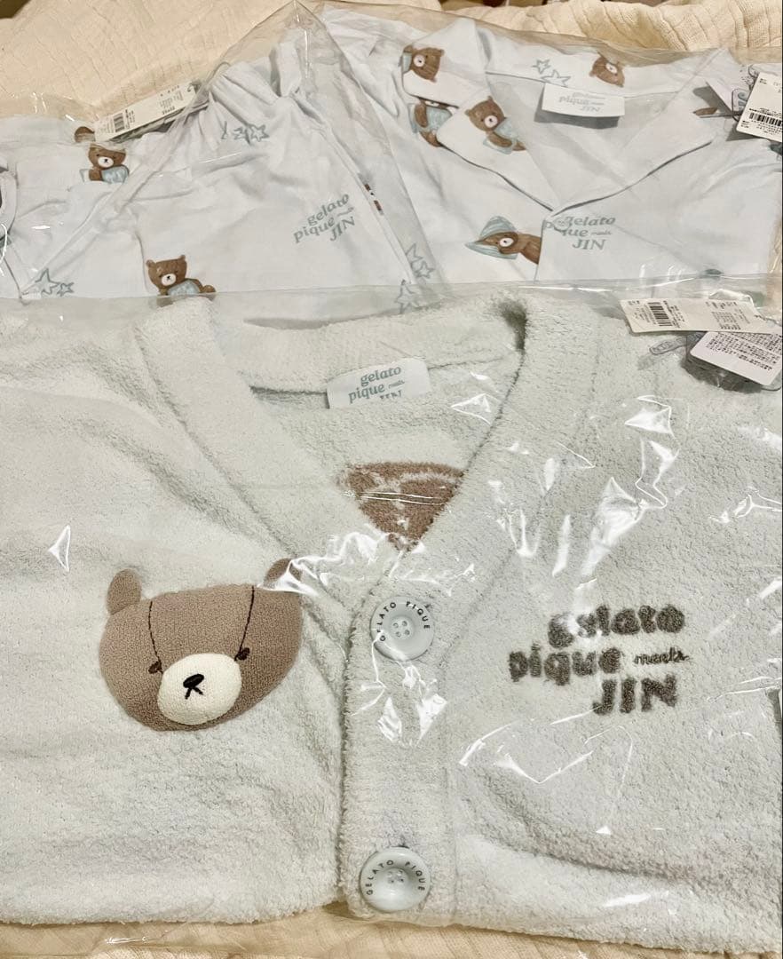 新品未開封 gelato pique JIN クマ柄 カーディガン パジャマ