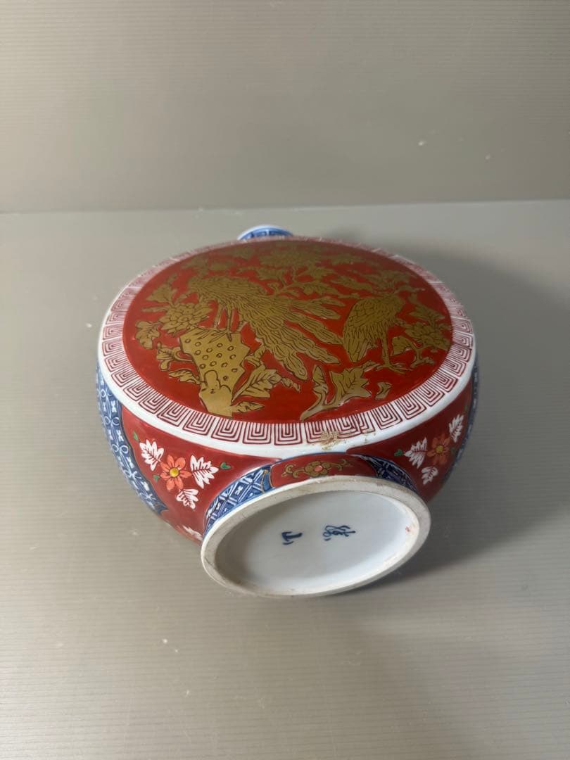 2553  金襴手　赤絵花鳥文　花瓶