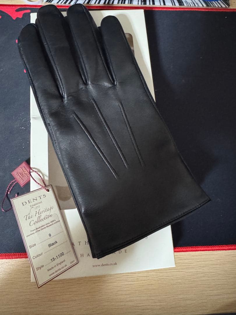 DENTS 羊革 レザー手袋 裏地無しブラック9（XL）