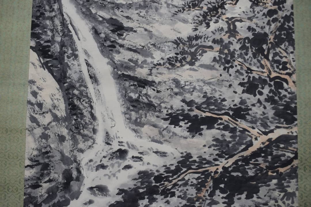 【真作】片山秀陵/清山茶屋図/山水人物図/掛軸☆宝船☆Y-453　JM