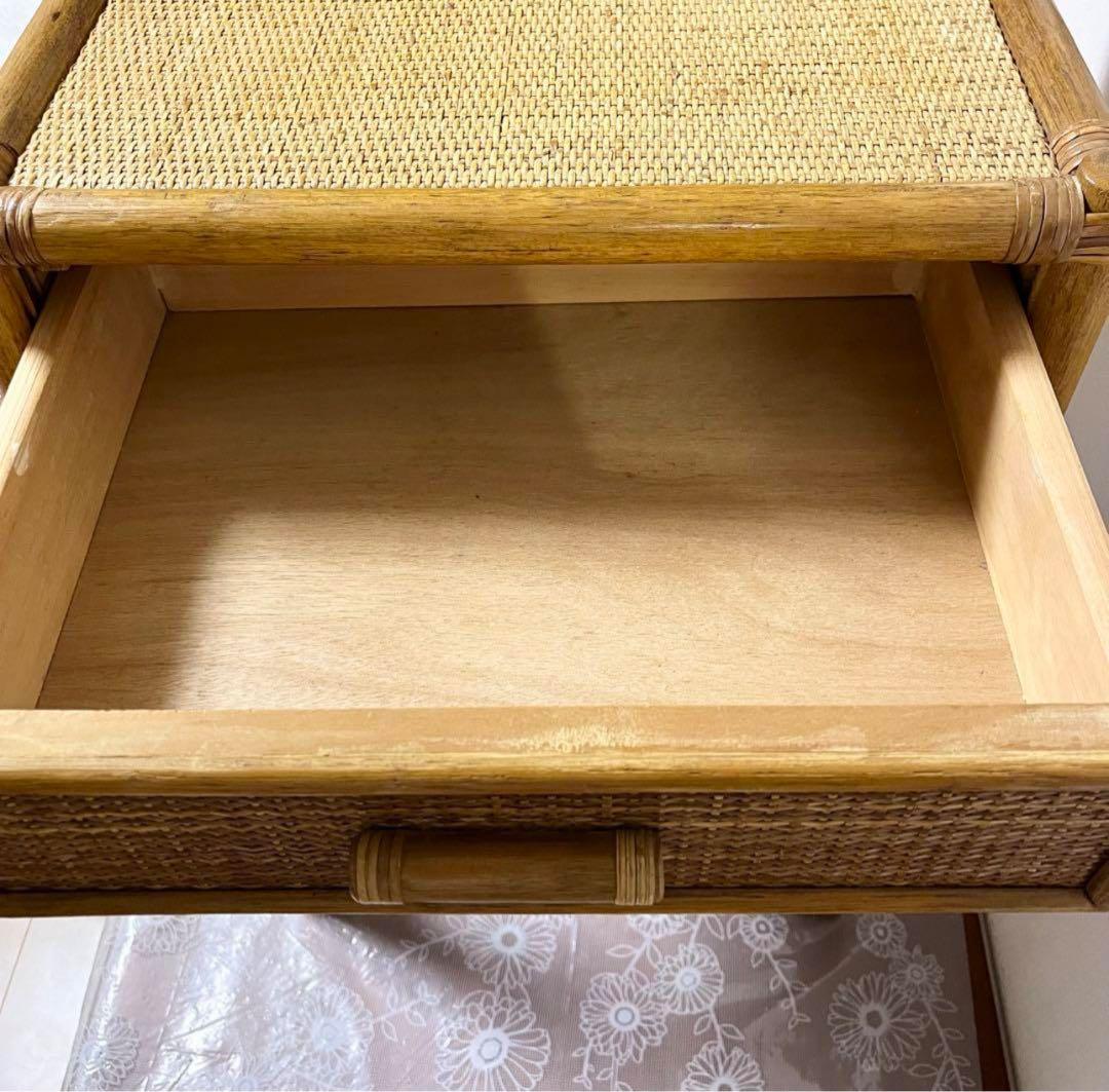 （極美品）ラタンドレッサー　スツール　鏡台　椅子　化粧台　家具