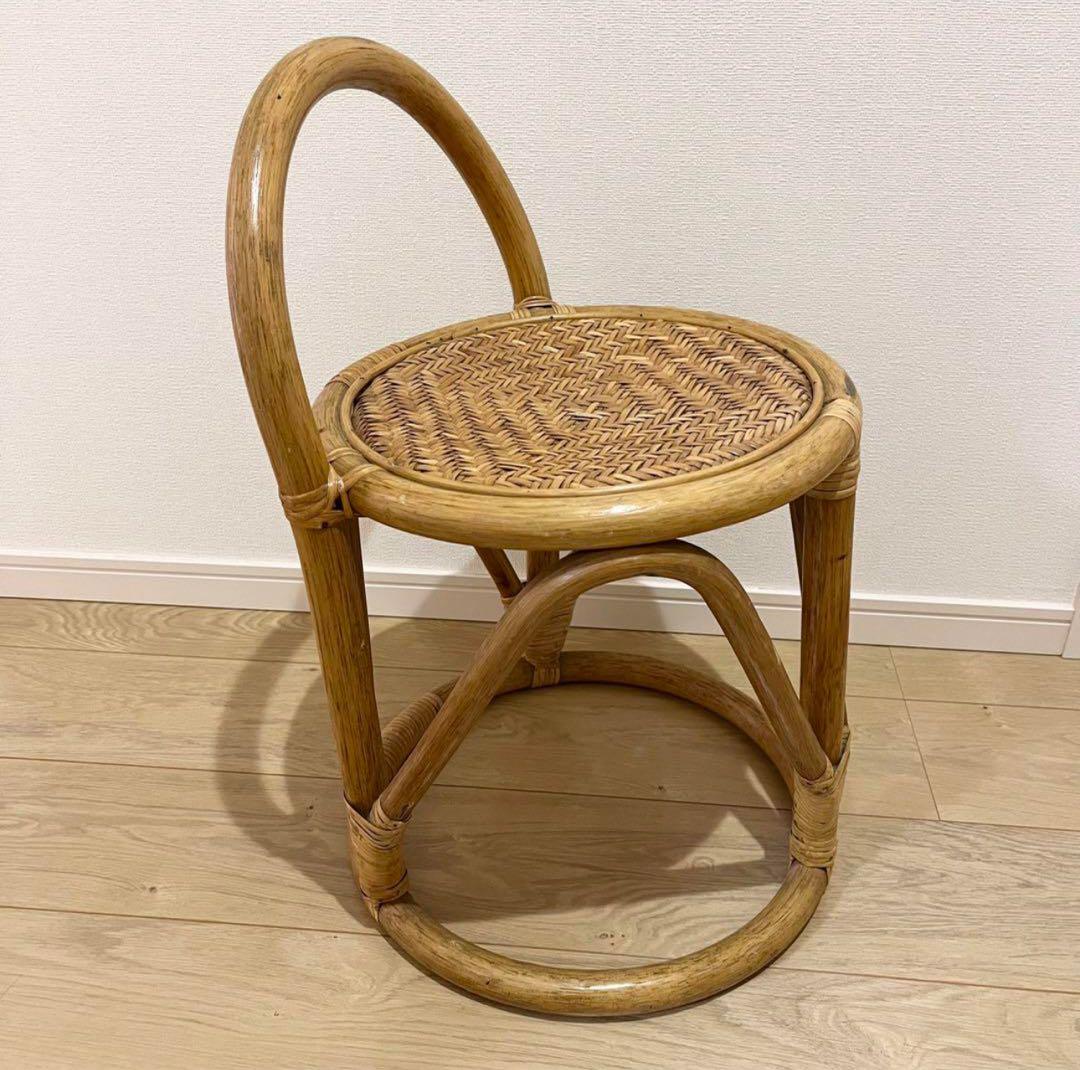 （極美品）ラタンドレッサー　スツール　鏡台　椅子　化粧台　家具