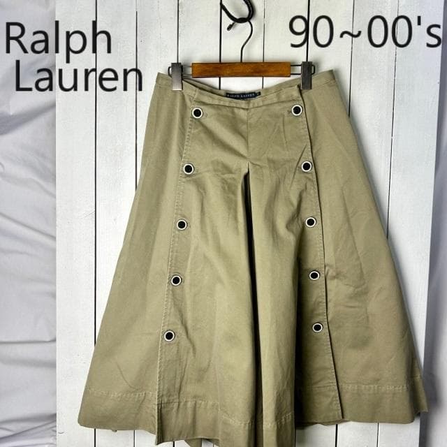 90s～00s Ralph Lauren 厚手チノ ワイドスカートパンツ 9