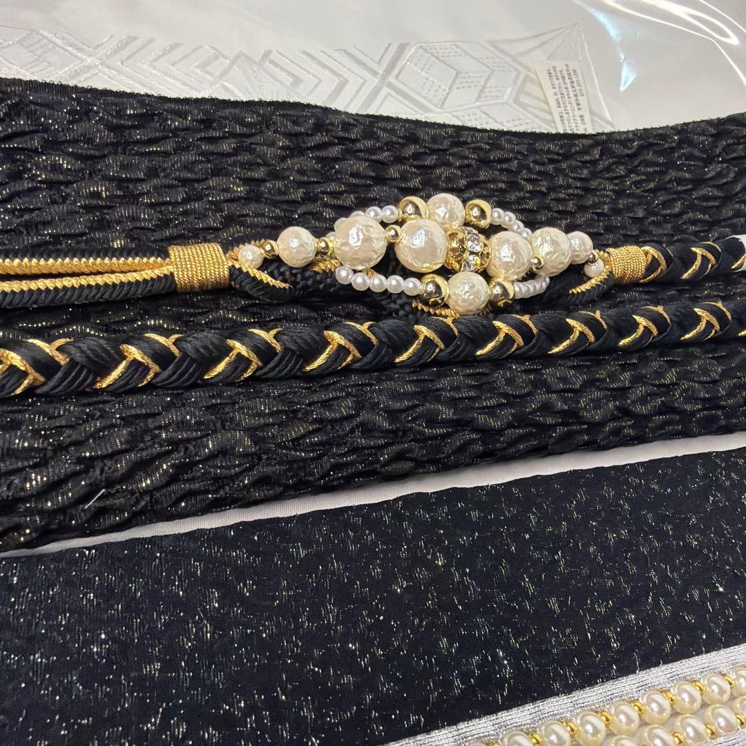 新品　2026年モデル　黒　振袖用　帯締め　帯揚げ　半襟　重ね襟　セット