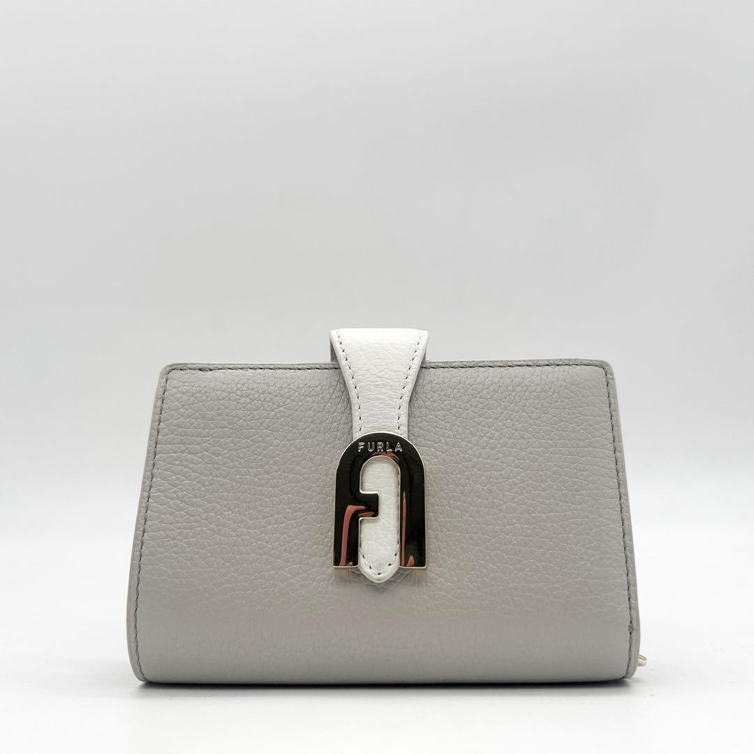 未使用級　FURLA　フルラ　二つ折り財布　レザー　バイカラー　アーチロゴ