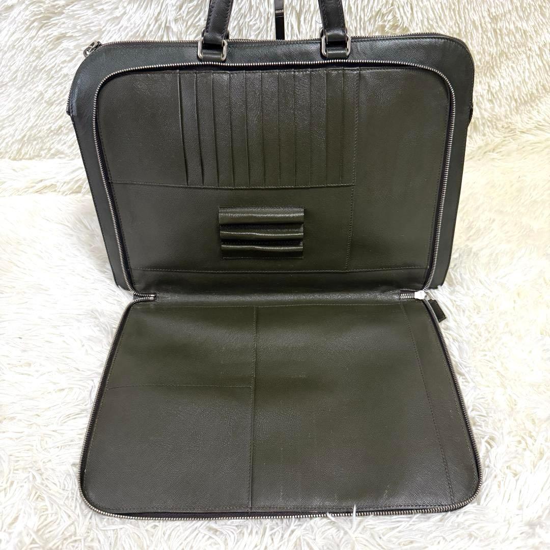 希少カラー✨PRADA サフィアーノ 三角ロゴ 2層 レザー A4ブリーフケース