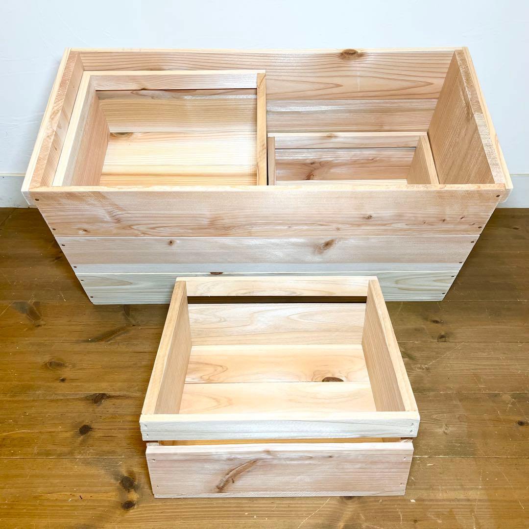 りんご箱 1箱 & 収納小箱 4箱 セット販売 / 収納 木箱 引出し 片付け