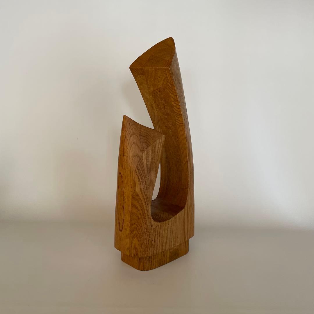 在名 作家もの 抽象彫刻 アブストラクト ウッド スカルプチャー ②