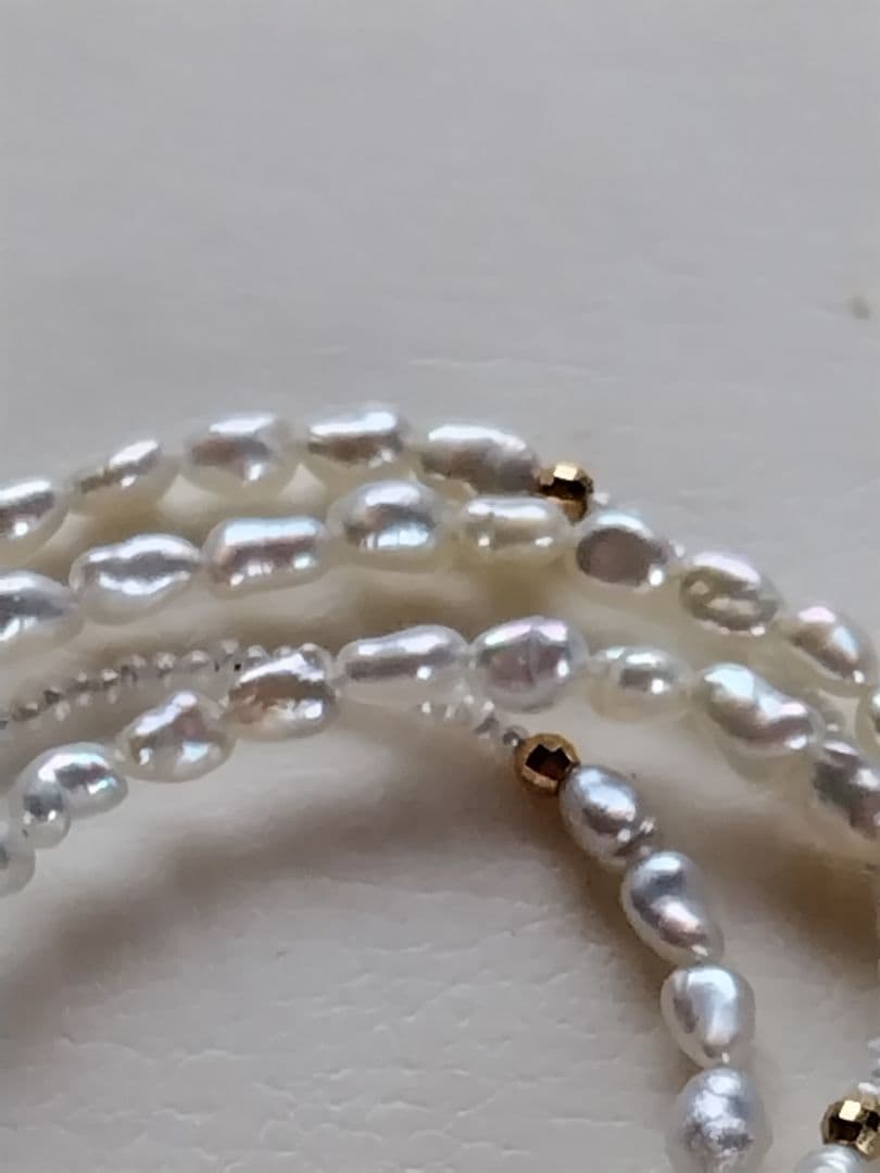 K18 ２種類の、アコヤ真珠ケシパールの、ネックレス