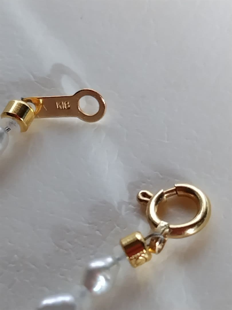 K18 ２種類の、アコヤ真珠ケシパールの、ネックレス