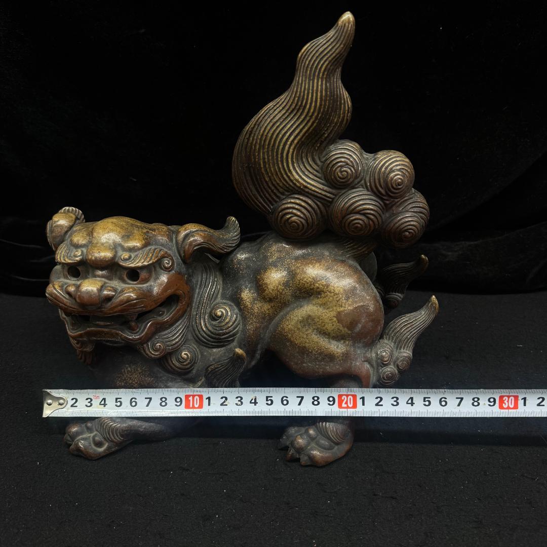 Kiki0623　備前焼 狛獅子 獅子 骨董品 縁起物 古美術 26cm