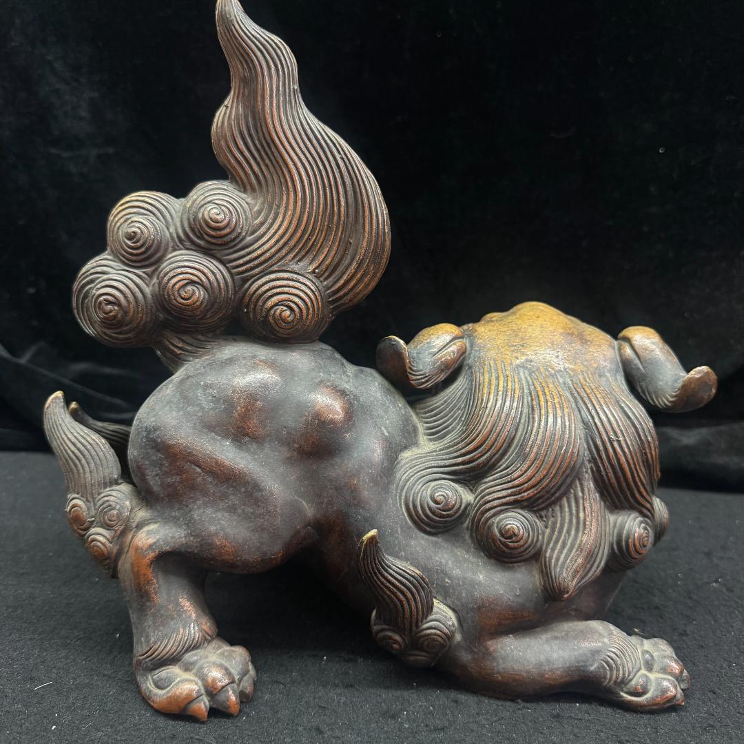 Kiki0623　備前焼 狛獅子 獅子 骨董品 縁起物 古美術 26cm
