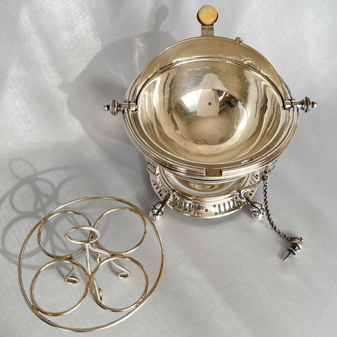 【英国 】ロールトップのエッグコドラー【シルバープレート】ライナー