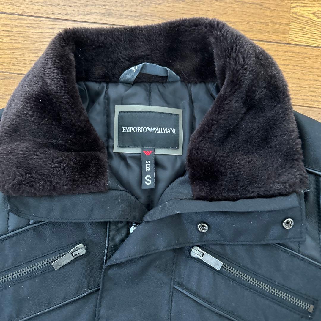【yuyu】EMPORIO ARMANI ブラックレザージャケット S