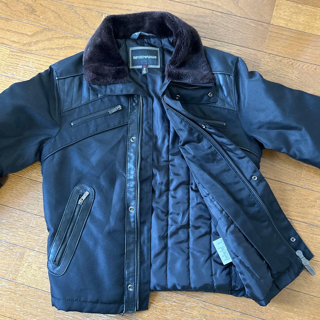 【yuyu】EMPORIO ARMANI ブラックレザージャケット S