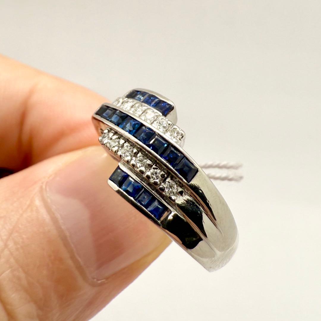 Pt900 ブルーサファイア 0.57ct ダイヤ 0.10ct リング