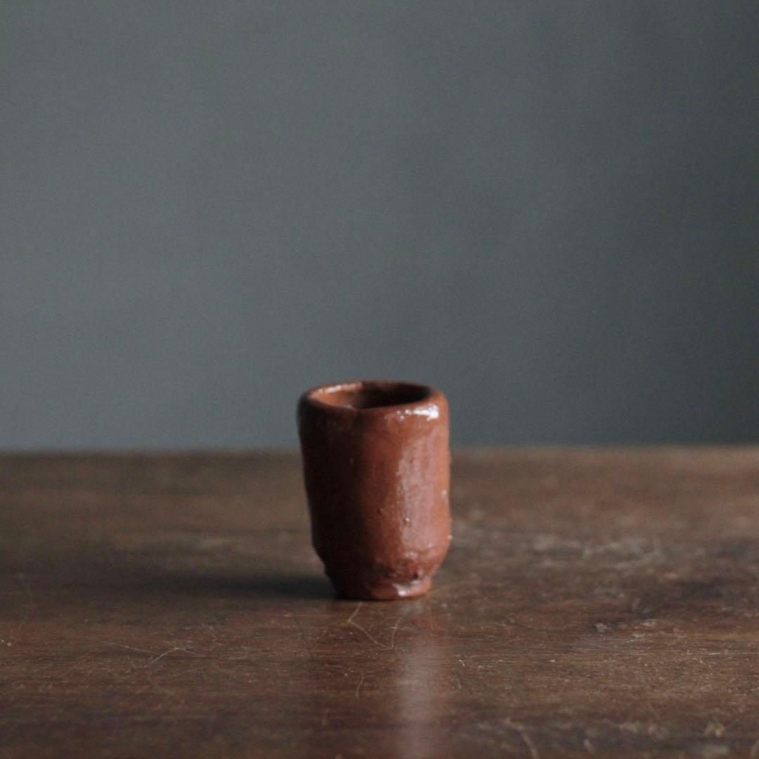 手びねり 赤楽 筒盃 酒器 ぐい呑み 古道具 アンティーク
