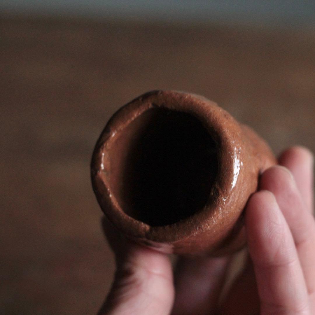 手びねり 赤楽 筒盃 酒器 ぐい呑み 古道具 アンティーク