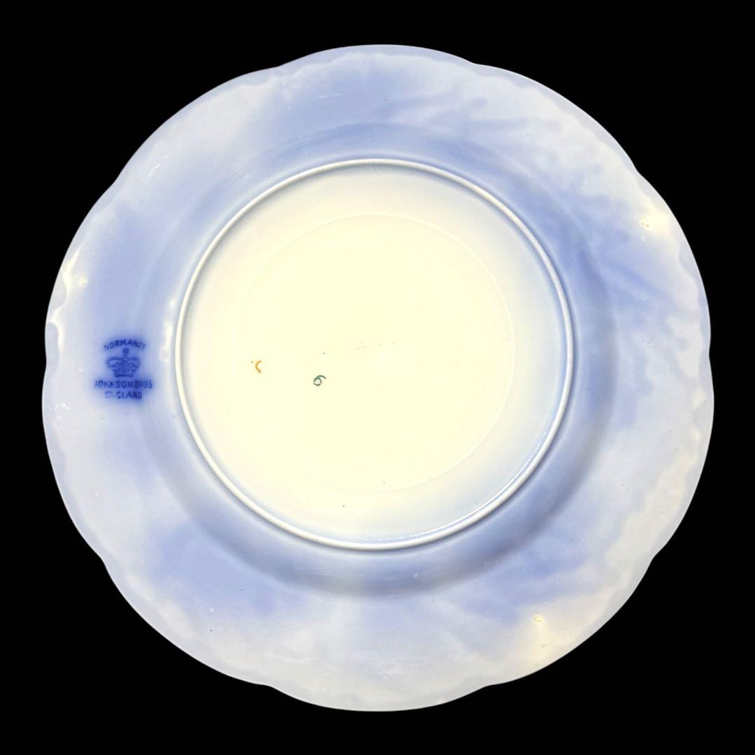 英国アンティーク19世紀 ジョンソンB ノルマンディーフローブルー皿
