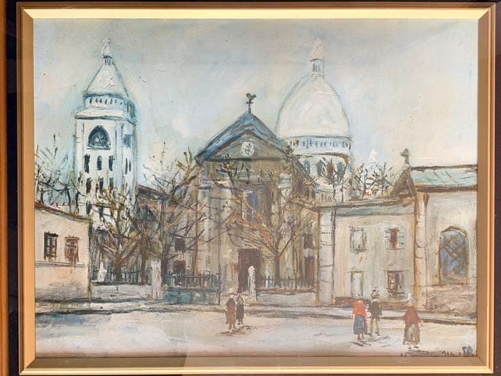 大幅値下げ！モーリス・ユトリロ「サン・ピエール教会」複製画　10号 額縁付